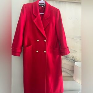 Bert Newman. Gorgeous red Sz 8. Lined, double breasted coat.